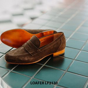 Giày lười da lộn nam màu nâu Penny Loafer LF2130 002