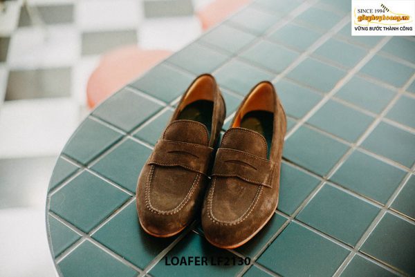 Giày lười da lộn nam màu nâu Penny Loafer LF2130 001