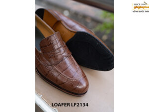 Giày da bò nam dập vân cá sấu Penny Loafer LF2134 003