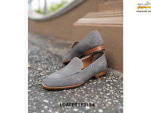 Giày da lộn nam màu xám Penny Loafer LF2135 003
