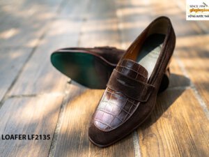 Giày lười nam da lộn phối vân cá sấu Loafer LF2136 004