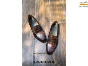 Giày lười nam da lộn phối vân cá sấu Loafer LF2136 003