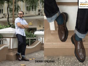 Giày da nam buộc dây đế cao su Derby DB2090 004