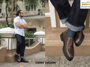 Giày da nam buộc dây đế cao su Derby DB2090 003