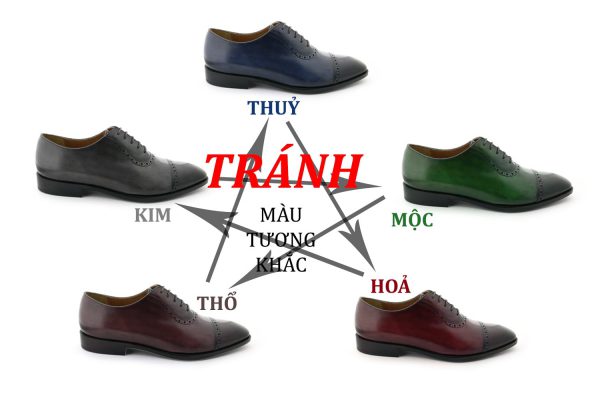 nguyên tắc tương khắc chọn màu giày tây phong thuỷ