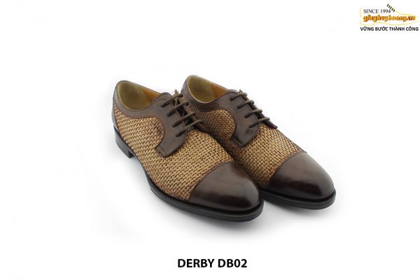 [Outlet size 42] Giày da nam phối da đan xen Derby DB02 003
