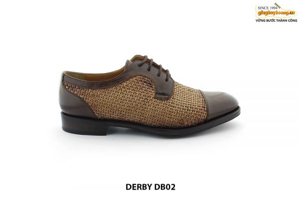 [Outlet size 42] Giày da nam phối da đan xen Derby DB02 001