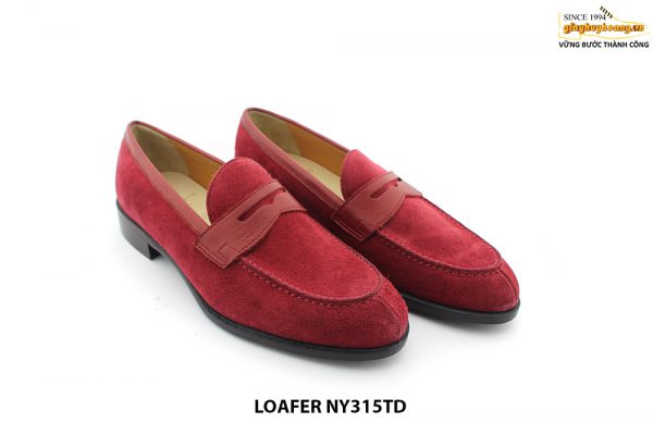 [Outlet Size 39] Giày lười nam da lộn đỏ đô loafer NY315TD 003