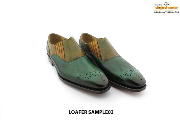 [Outlet Size 40] Giày lười nam đánh Patina xanh loafer SAMPLE 003
