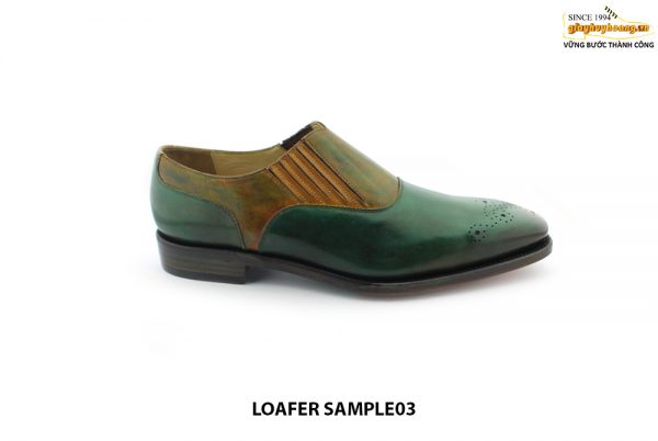 [Outlet Size 40] Giày lười nam đánh Patina xanh loafer SAMPLE 001
