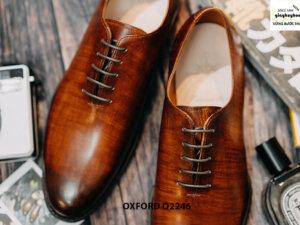 Giày da nam da trơn Oxford Wholecut O2246 004