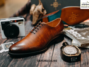 Giày da nam da trơn Oxford Wholecut O2246 003