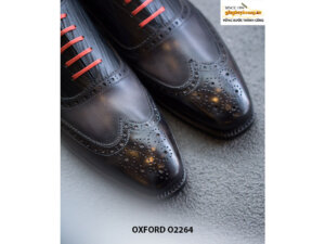 Giày da nam Patina tím khói Oxford O2265 003