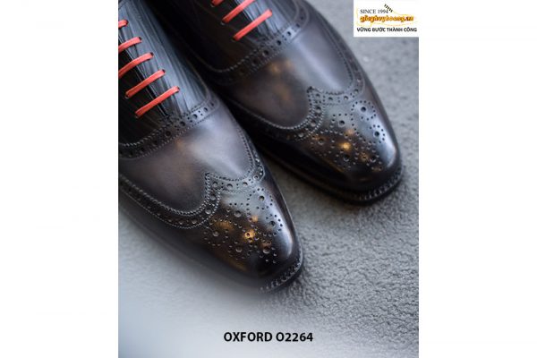 Giày da nam Patina tím khói Oxford O2265 003