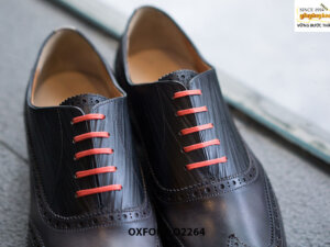 Giày da nam Patina tím khói Oxford O2265 002
