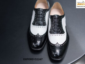 Giày da nam wingtips đen phối trắng Oxford O2267 001