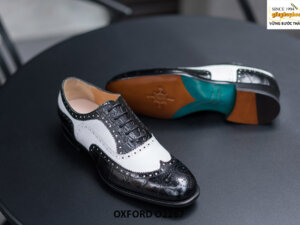 Giày da nam wingtips đen phối trắng Oxford O2267 005
