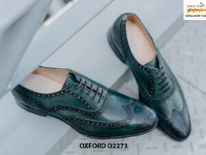 Giày da nam Wingtips xanh rêu Oxford O2273 006