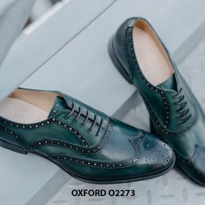 Giày da nam Wingtips xanh rêu Oxford O2273 006