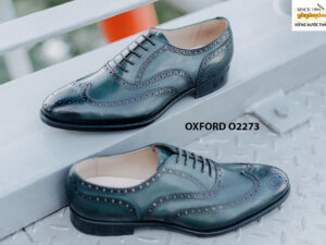 Giày da nam Wingtips xanh rêu Oxford O2273 003
