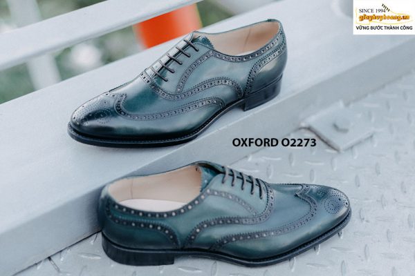 Giày da nam Wingtips xanh rêu Oxford O2273 003