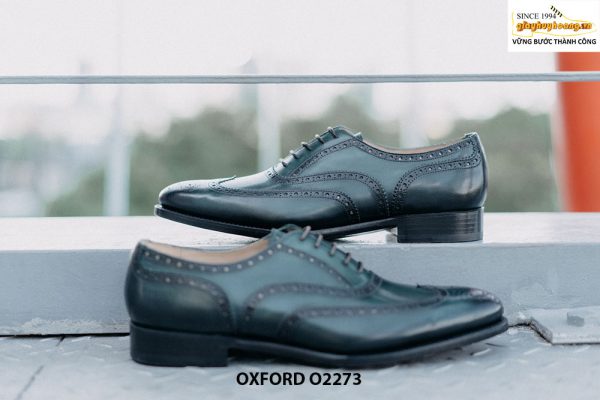 Giày da nam Wingtips xanh rêu Oxford O2273 002