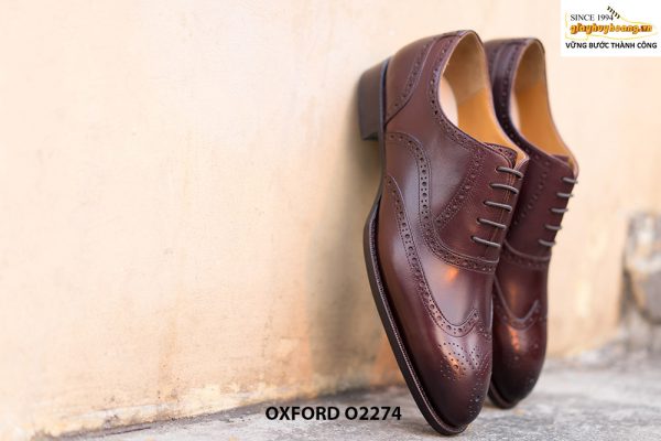 Giày tây nam Wingtips đế da Oxford O2274 001