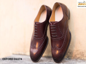 Giày tây nam Wingtips đế da Oxford O2274 007