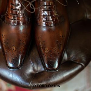 Giày da nam màu nâu đẹp Oxford O2306 002