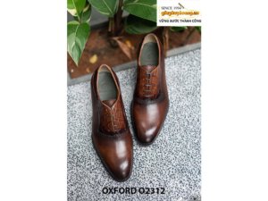 Giày da nam phối da vân cá sấu Oxford O2312 005