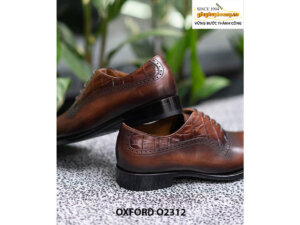 Giày da nam phối da vân cá sấu Oxford O2312 004