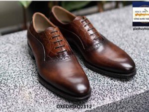 Giày da nam phối da vân cá sấu Oxford O2312 001