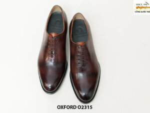 Giày tây nam da trơn Patina nâu Oxford O2315 001