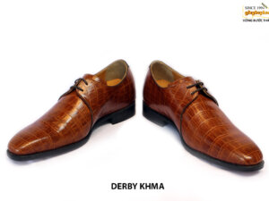 [Outlet size 40] Giày da nam vân cá sấu tăng chiều cao Derby KHMA 003