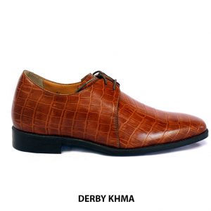 [Outlet size 40] Giày da nam vân cá sấu tăng chiều cao Derby KHMA 001