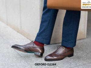 Giày da nam màu nâu wingtips oxford O2284 001