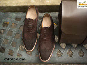 Giày oxford nam da lộn màu nâu O2286 001