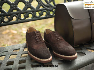 Giày oxford nam da lộn màu nâu O2286 002