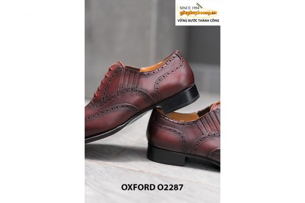 Giày da oxford nam Patina đỏ đô O2287 004