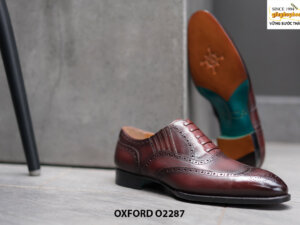 Giày da oxford nam Patina đỏ đô O2287 003