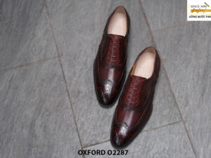 Giày da oxford nam Patina đỏ đô O2287 001