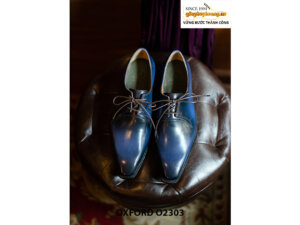 Giày da nam Patina xanh dương Derby O2303 005