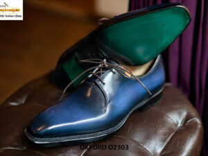 Giày da nam Patina xanh dương Derby O2303 004