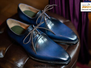 Giày da nam Patina xanh dương Derby O2303 001