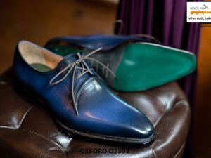 Giày da nam Patina xanh dương Derby O2303 002