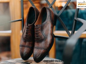 Giày da nam đục lỗ thủ công Oxford O2335 001
