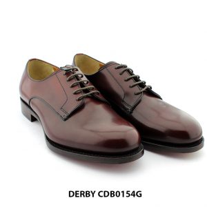 [Outlet size 41] Giày da nam mũi tròn đế đỏ Derby CDB0154G 006