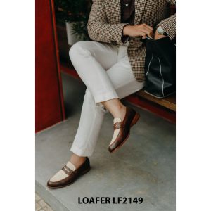 Giày lười nam phối trắng Penny Loafer LF2149 002