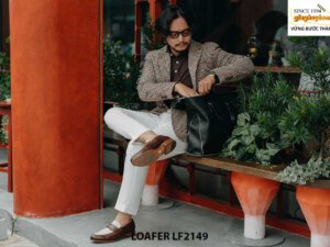 Giày lười nam phối trắng Penny Loafer LF2149 001