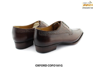 [Outlet size 41] Giày da bò phối cá sấu màu nâu Oxford COFO181G 005